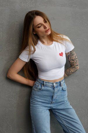 Itelle: Укорочена футболка білого кольору 8383 - фото 3