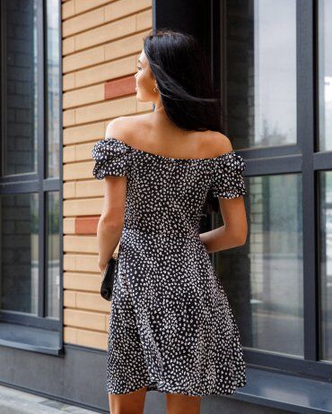 Itelle: Літня сукня довжини міні чорна з прінтом камінці 51415 - фото 2
