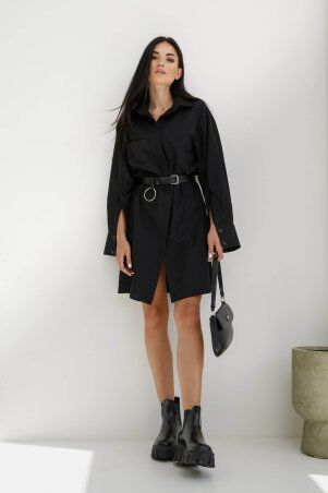 Jadone Fashion: Сукня-сорочка Сансет без поясу чорний - фото 3