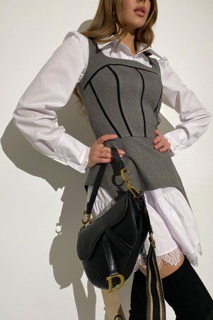 Jadone Fashion: Корсет Джемс тёмно-сірий - фото 2