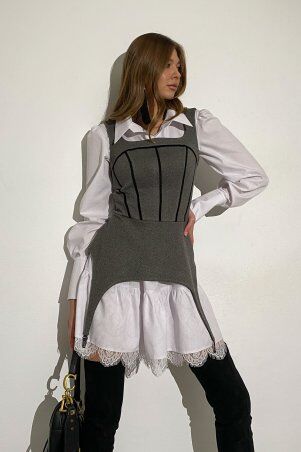 Jadone Fashion: Корсет Джемс тёмно-сірий - фото 4