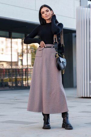 Jadone Fashion: Спідниця Фларі без поясу коричневий - фото 2