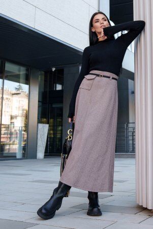 Jadone Fashion: Спідниця Фларі без поясу коричневий - фото 6
