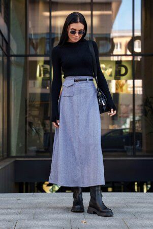 Jadone Fashion: Спідниця Фларі без поясу сірий - фото 2
