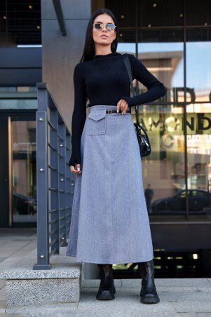 Jadone Fashion: Спідниця Фларі без поясу сірий - фото 4