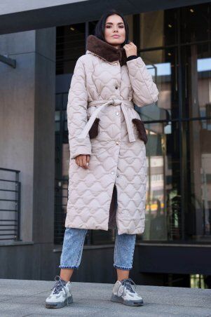 Jadone Fashion: Подовжене зимове пальто Вентар бежевий - фото 1