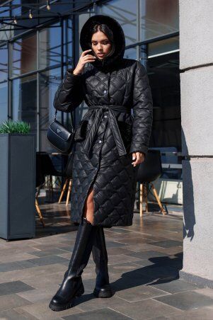 Jadone Fashion: Подовжене зимове пальто Вентар чорний - фото 1