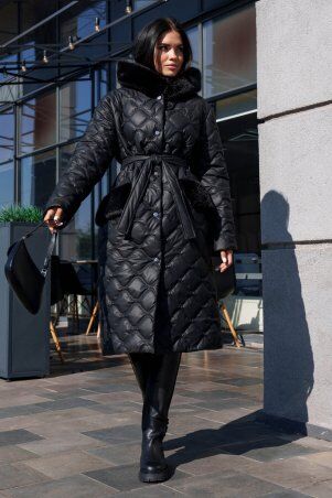 Jadone Fashion: Подовжене зимове пальто Вентар чорний - фото 2