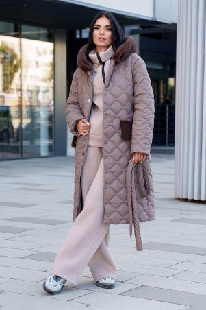 Jadone Fashion: Подовжене зимове пальто Вентар мокко - фото 2