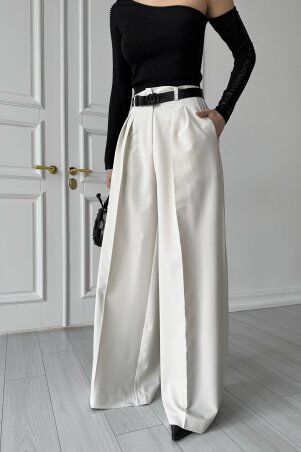 Jadone Fashion: Брюки-палаццо Ірен біло-сірий - фото 4