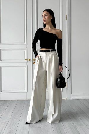 Jadone Fashion: Брюки-палаццо Ірен біло-сірий - фото 6