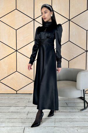 Itelle: Нарядна атласна сукня чорна 51434 - фото 3