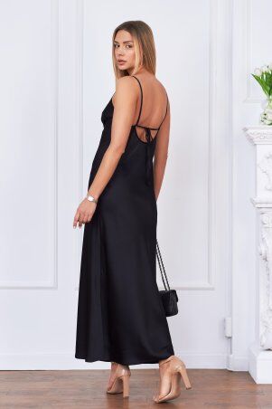Itelle: Сукня сатін-атлас з відкритою спиною чорна 51449 - фото 3