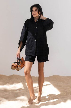 Jadone Fashion: Костюм з шортами Тандем без поясу чорний - фото 2
