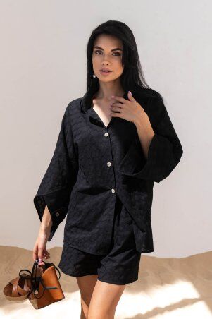 Jadone Fashion: Костюм з шортами Тандем без поясу чорний - фото 3