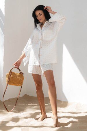 Jadone Fashion: Костюм з шортами Тандем без поясу білий - фото 2