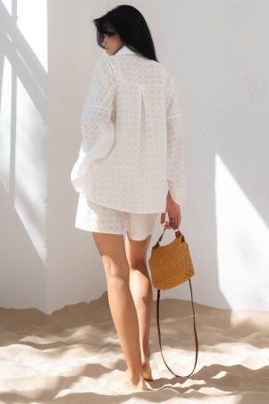 Jadone Fashion: Костюм з шортами Тандем без поясу білий - фото 6