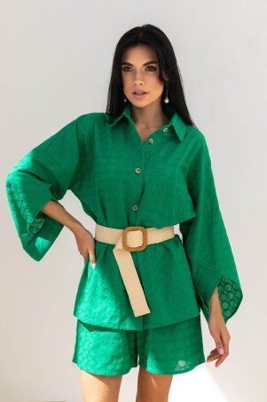 Jadone Fashion: Костюм з шортами Тандем без поясу зелений - фото 5