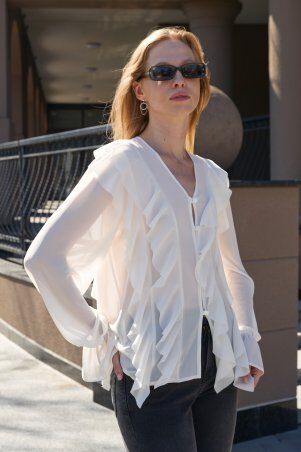 Itelle: Блуза шифонова з воланами айворі 21323 - фото 4