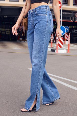 Itelle: Джинси кльош з розрізами по нозі темно блакитні SW 301 - фото 4