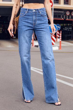 Itelle: Джинси кльош з розрізами по нозі темно блакитні SW 301 - фото 5