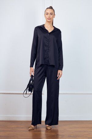 Itelle: Костюм в піжамному стилі із шовку чорний 3227 - фото 2