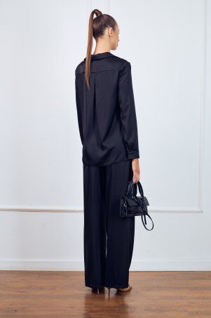 Itelle: Костюм в піжамному стилі із шовку чорний 3227 - фото 3