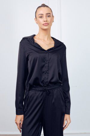 Itelle: Костюм в піжамному стилі із шовку чорний 3227 - фото 5