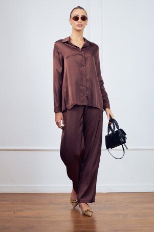Itelle: Костюм в піжамному стилі із шовку шоколад 3228 - фото 2