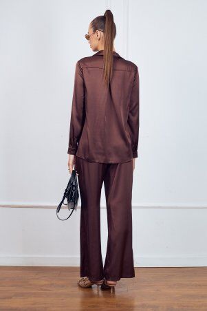 Itelle: Костюм в піжамному стилі із шовку шоколад 3228 - фото 3