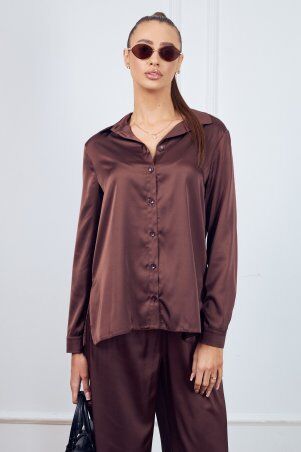 Itelle: Костюм в піжамному стилі із шовку шоколад 3228 - фото 4
