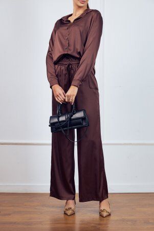Itelle: Костюм в піжамному стилі із шовку шоколад 3228 - фото 6