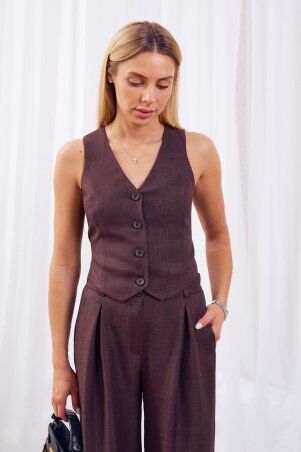 Itelle: Костюм, що складається із штанів палаццо та жилету з відкритою спиною шоколад 3230 - фото 4