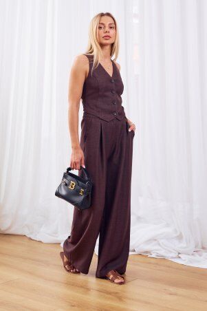 Itelle: Костюм, що складається із штанів палаццо та жилету з відкритою спиною шоколад 3230 - фото 6