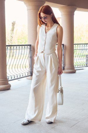 Itelle: Костюм, що складається із штанів палаццо та жилету з відкритою спиною айворі 3231 - фото 2
