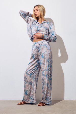 Itelle: Костюм в пижамному стилі із шовку Баварія бірюзова 3232 - фото 3