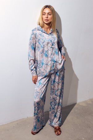 Itelle: Костюм в пижамному стилі із шовку Баварія бірюзова 3232 - фото 5