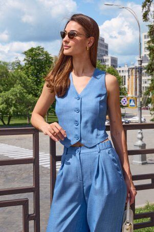 Itelle: Костюм, що складається із штанів палаццо та жилету з відкритою спиною блакитний 3235 - фото 3