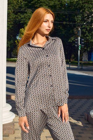 Itelle: Костюм в пижамному стилі із шовку Баварія геометричний Принт 3241 - фото 2