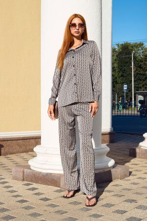 Itelle: Костюм в пижамному стилі із шовку Баварія геометричний Принт 3241 - фото 7