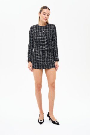 Itelle: Костюм сірого кольору в клітинку із тканини буклє з люрексовой ниттю 3242 - фото 2