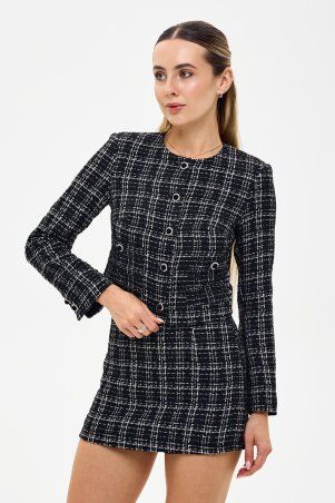 Itelle: Костюм сірого кольору в клітинку із тканини буклє з люрексовой ниттю 3242 - фото 4