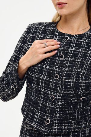Itelle: Костюм сірого кольору в клітинку із тканини буклє з люрексовой ниттю 3242 - фото 5