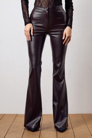 Itelle: Штани кльош із еко шкіри шоколадного відтінку 4330 - фото 3
