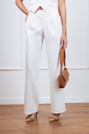 Itelle: Штани палацо з костюмної тканини молочного кольору 4337 - фото 4