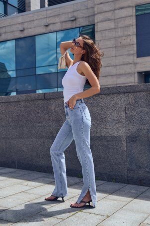 Itelle: Джинси кльош з розрізами по нозі голубі 4345 - фото 2