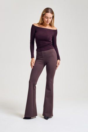 Itelle: Штани кльош із трикотажу шоколад 4358 - фото 5