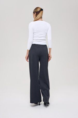 Itelle: Штани палаццо із костюмної тканини з додаванням вовни сірого кольору 4368 - фото 3