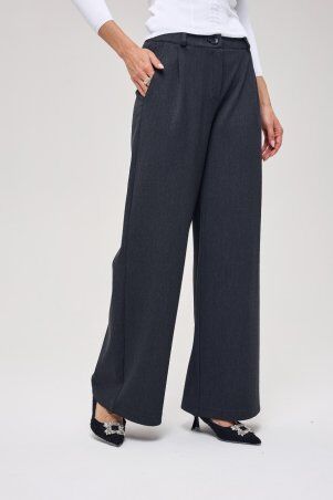 Itelle: Штани палаццо із костюмної тканини з додаванням вовни сірого кольору 4368 - фото 4