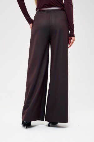 Itelle: Штани палаццо із костюмної тканини з додаванням вовни шоколадного кольору 4369 - фото 4